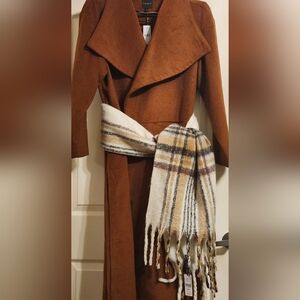 Cozy Plaid Scarf in Cream and Brown "SCARF ONLY"